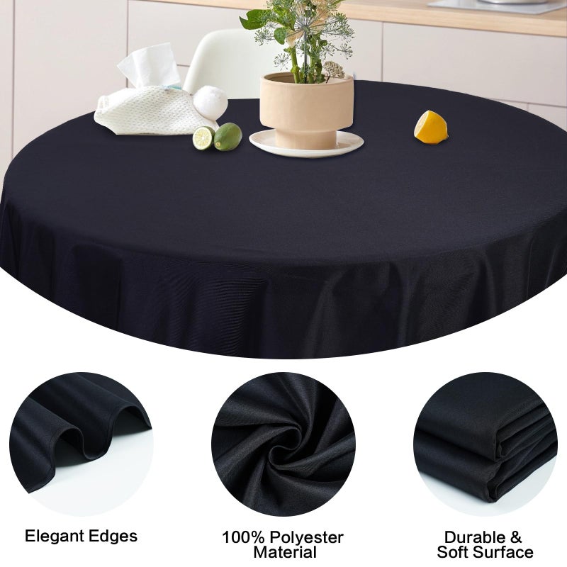 GFCC 48 Inch Round Tablecloth - Round Polyester Tablecloth Round Table Cover Table Cloth for Event Wedding Birthday Party Banquet Restaurant, Black - Image 3